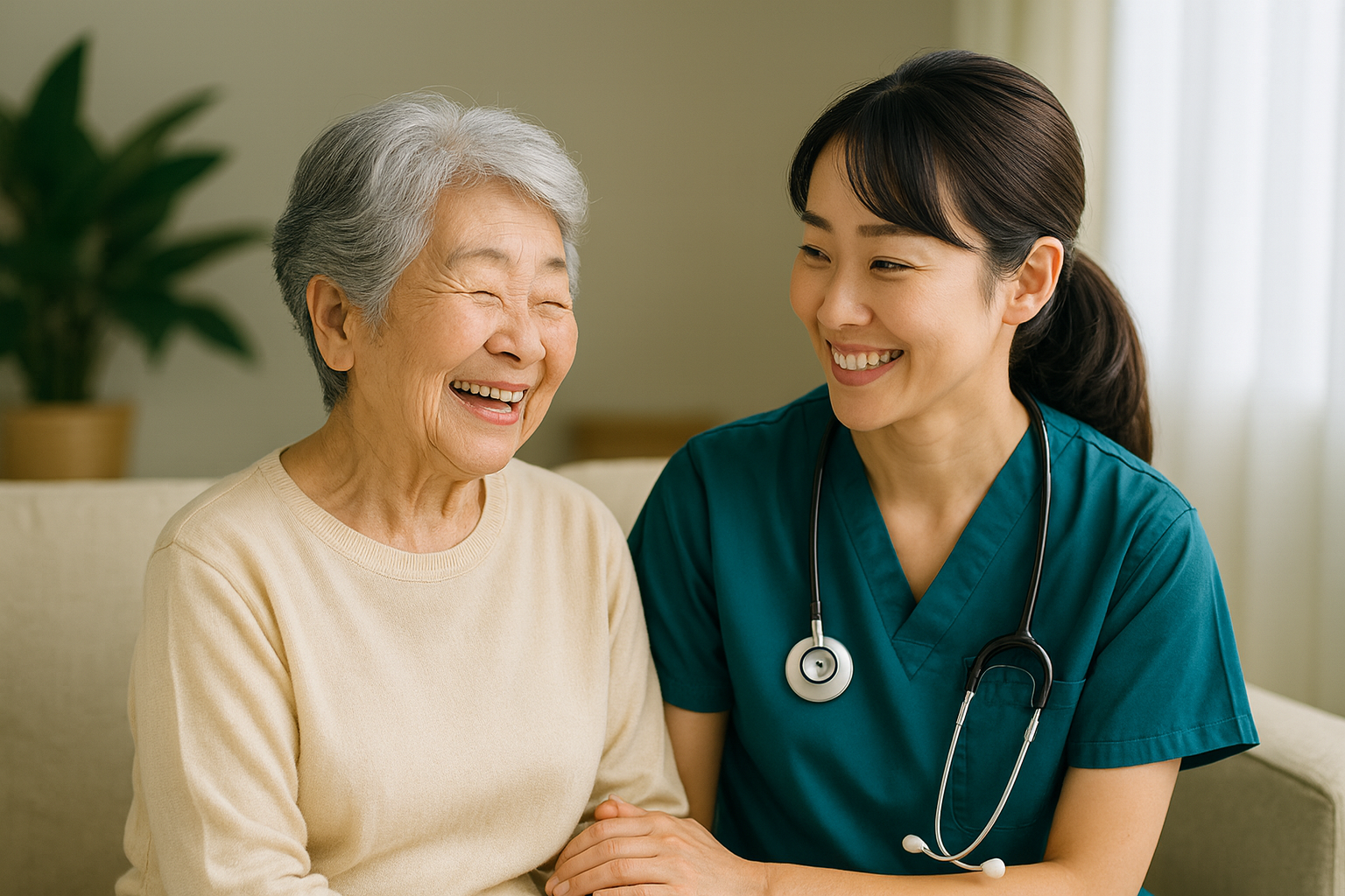 ご利用者と看護師の笑顔